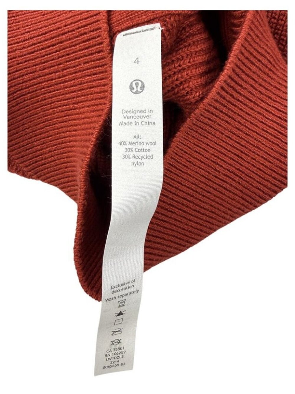 LULULEMON Merino Wool-Blend Knit Dress Size 4 Cayenne - Picture 6 of 6